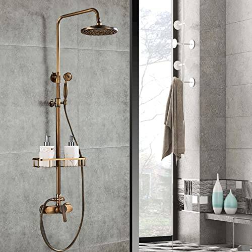 YEITBY Duschsystem, antik retro armatur duschset, mässing duscharmatur set, justerbar höjd 75–120 cm