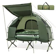 Campingseng med fortelt & luftmadras & sovepose & pude Camping liggestol med bæretaske