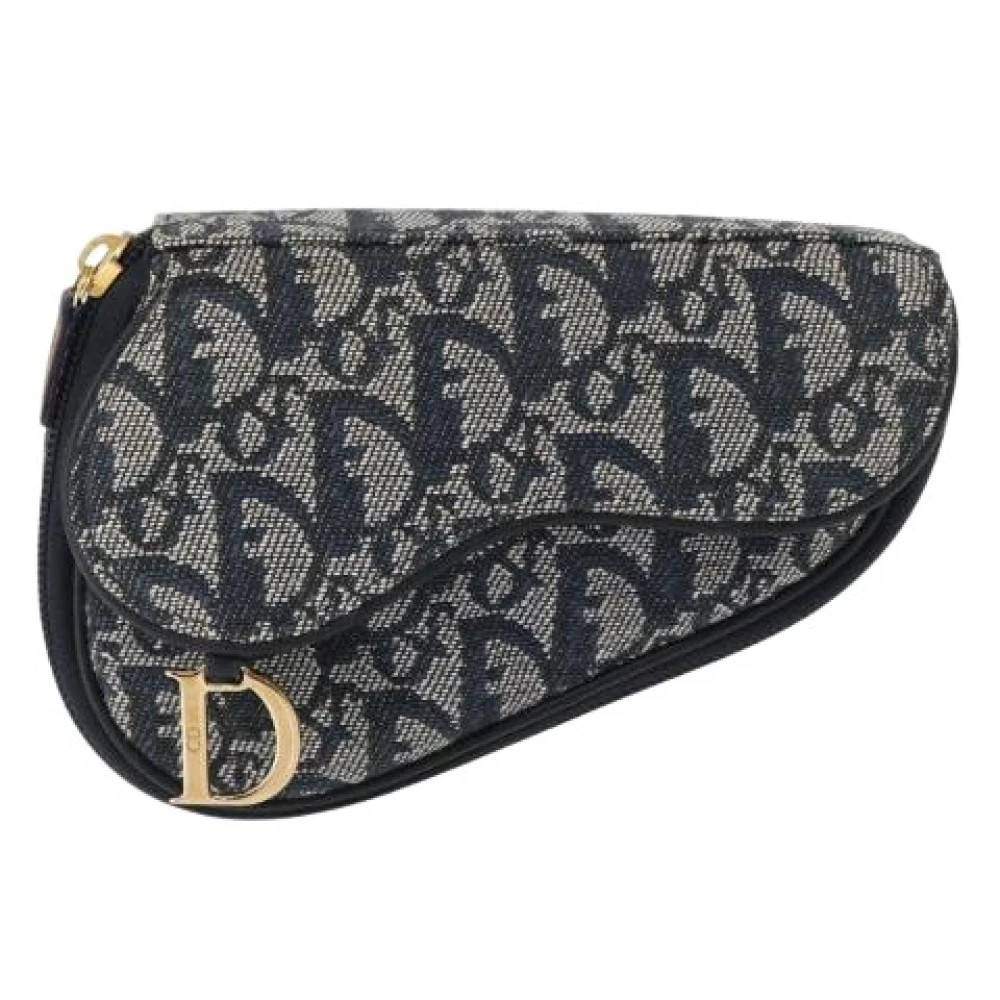 Dior Vintage Pre-owned Saddle Zip Pouch - Vintage - Dame - Blå - ONE SIZE - Læder