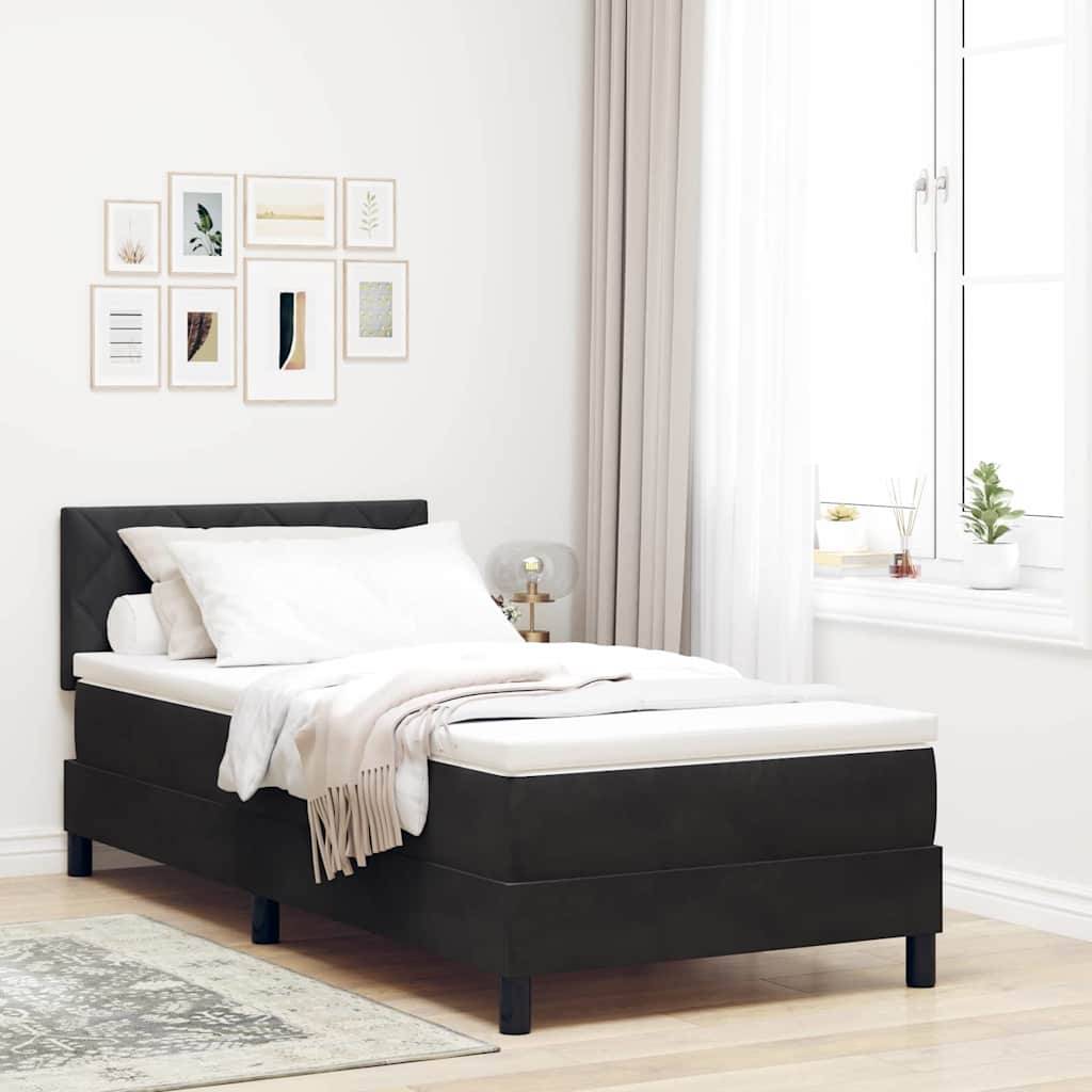 vidaXL Box spring seng med hovedgærde Sort 90 x 190 cm Fløjl