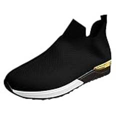 VaiKanhai sneakers dam, sportskor sneakers slip-on-promenadskor diabetiker skor bekväma bekväma bekväma utomhusskor platta skor slip-on snörning arbetsskor rullskor slip-on, svart, 40 EU