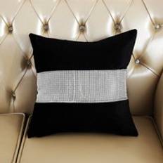 Sammet tyg diamant kudde kudde lysande heminredning kudde dekorativa kuddar 45 x 45cm - Svart