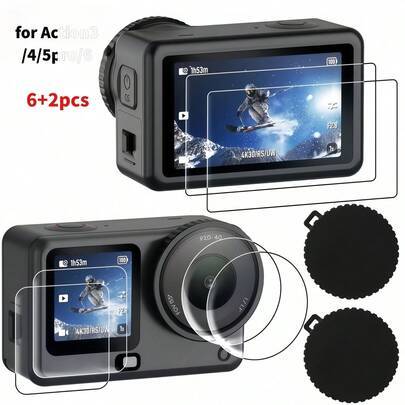 8 delar standard 6+2 st, för Osmo Action 6/6+2 st, för Osmo Action 5pro/6+2 st, för Osmo Action 3/4 härdat glas, tillbehör till actionkamera (6+2 st, för Osmo Action 3/4,6+2 st, för Osmo Action 6,6+2 st, för Osmo Action 5pro)