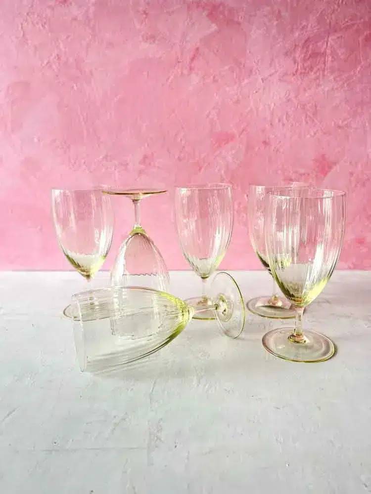 6 gule store ølglas på fod - 350 ml - Remix by Sofie.
