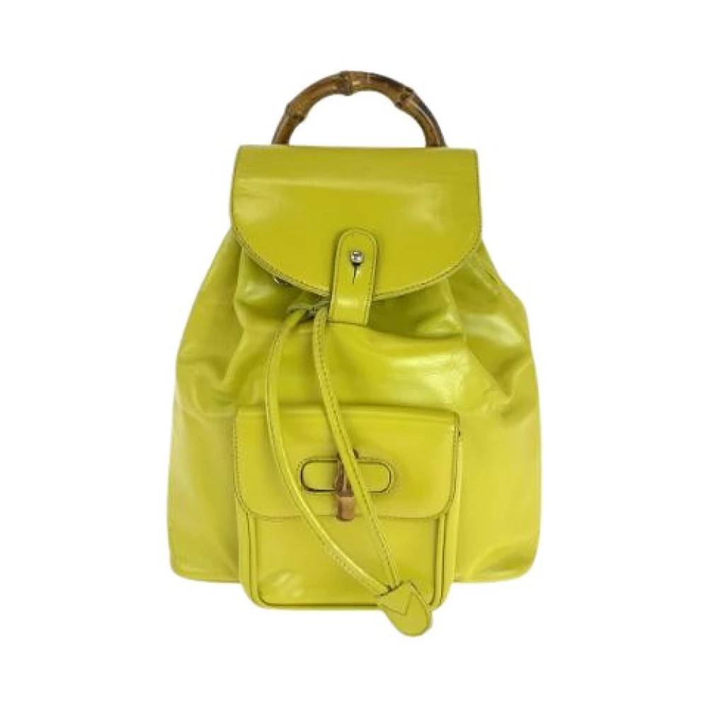 Gucci Vintage Pre-owned Vintage Bamboo Læder Rygsæk - Vintage - Dame - Gul - ONE SIZE - Læder