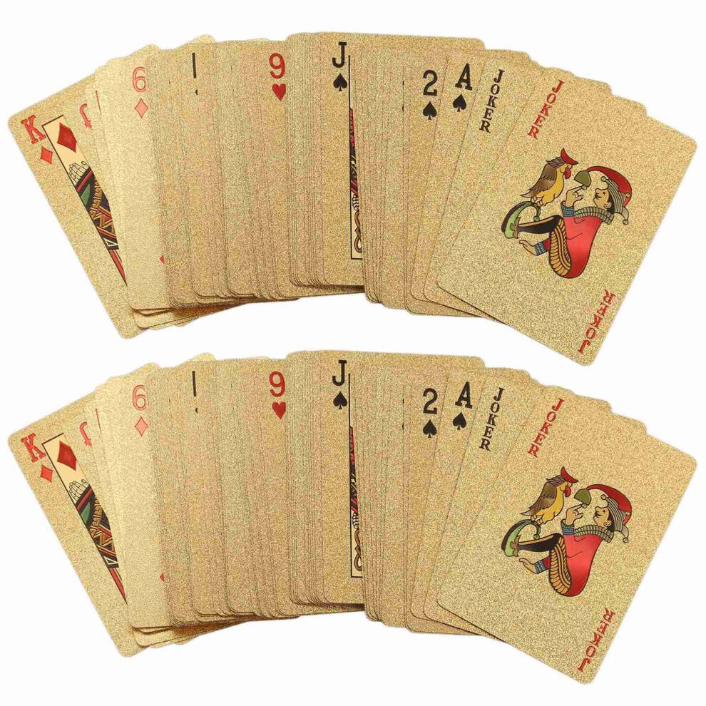 2Pc 24K Gold Playing Cards Plastic Poker Game Deck Foil Pokers Pack Magic Cards Waterproof Card