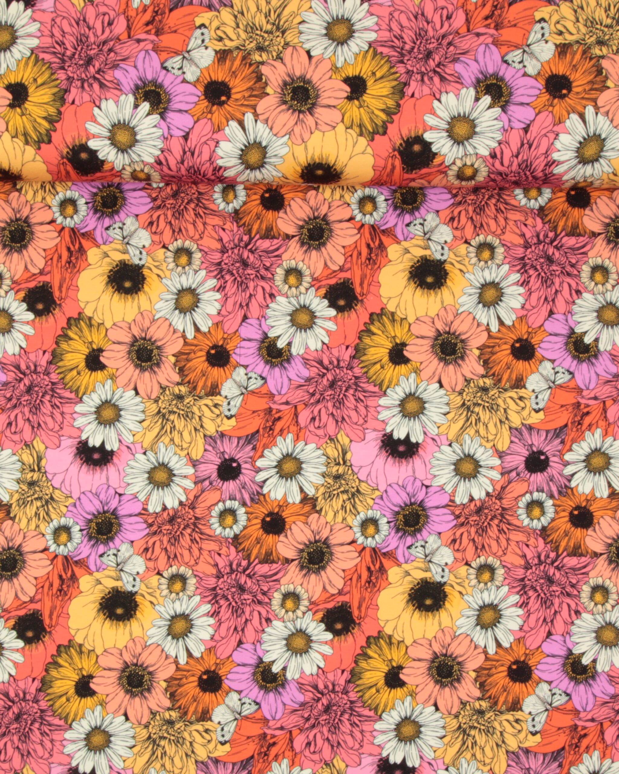 Store blomster - Jersey - 95% Bomuld, 5% Lycra