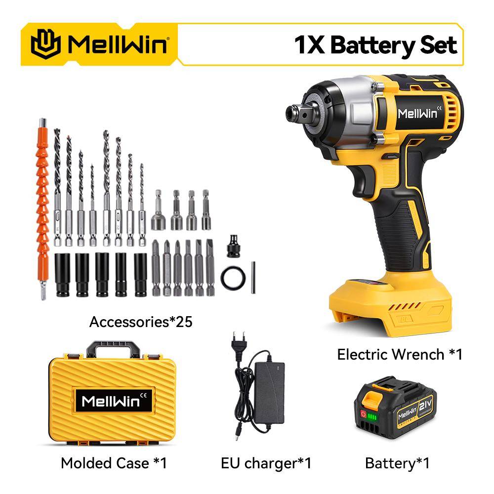 MELLWIN 520N.M Borstlös Elektrisk Skruvdragare 3-I-1 Sladdlös Mutterdragare Elektrisk Skruvdragare Borrmaskin För Makita 18V Batteri Stift 1 Battery-Set A