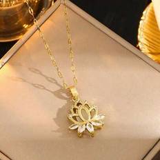 1 st utsökt och elegant Pavia Zirconia Lotus hängehalsband, perfekt som en överraskningspresent till barn, pojkar, flickor, familj och vänner - Multifärgad (En-Storlek)