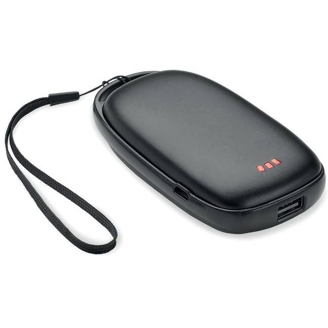Powerbank/Handvärmare 4000 mAh med logotyp, Företagsgåvor - black