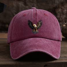 TEMU Men' Black Baseball Cap With Eagle Print - Sun Protection, , Breathable Polyester, , Casual Headwear|stylish Baseball Cap|textile , Baseball Hat