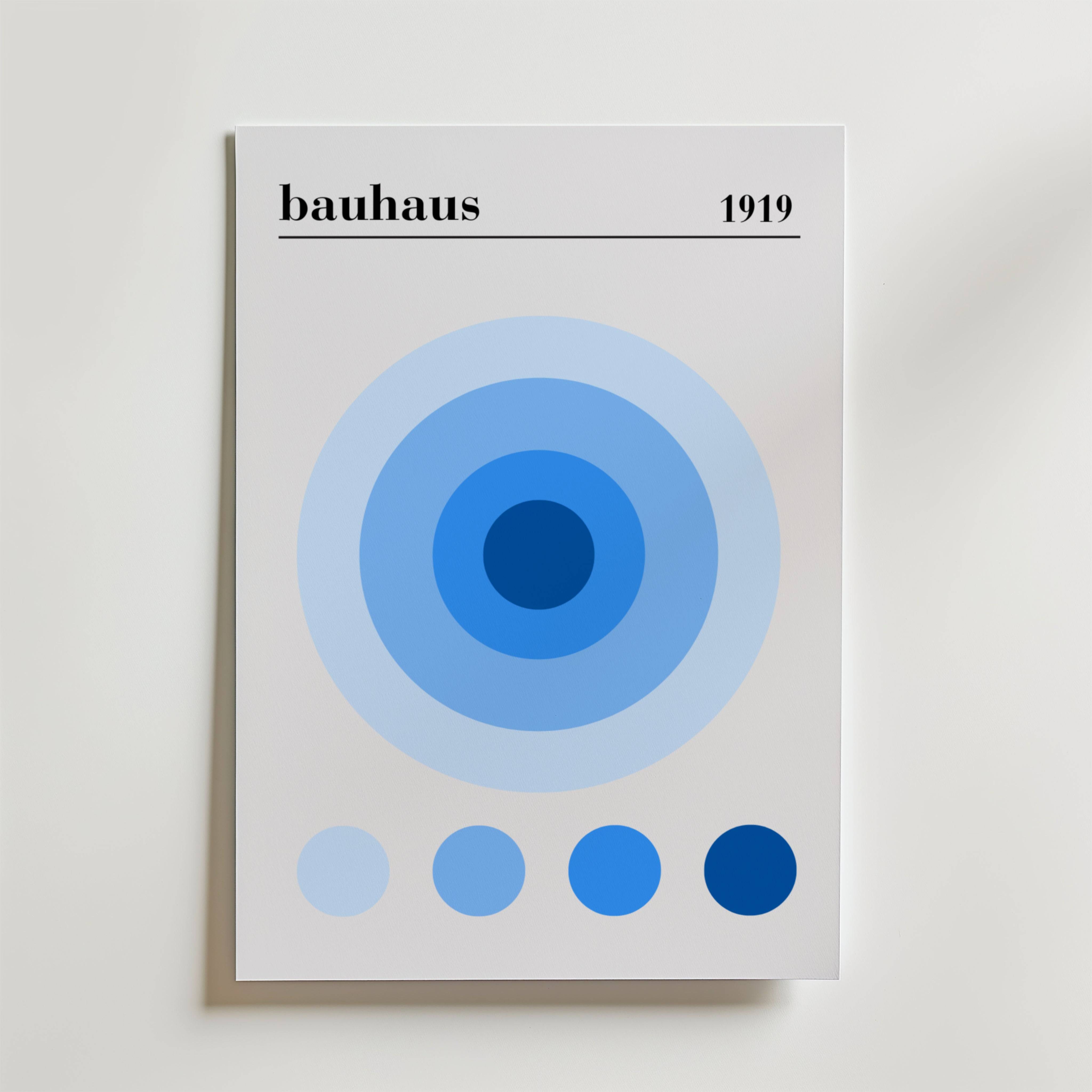 Bauhaus Blue Circles Poster - Fine Art Poster 50x70 cm