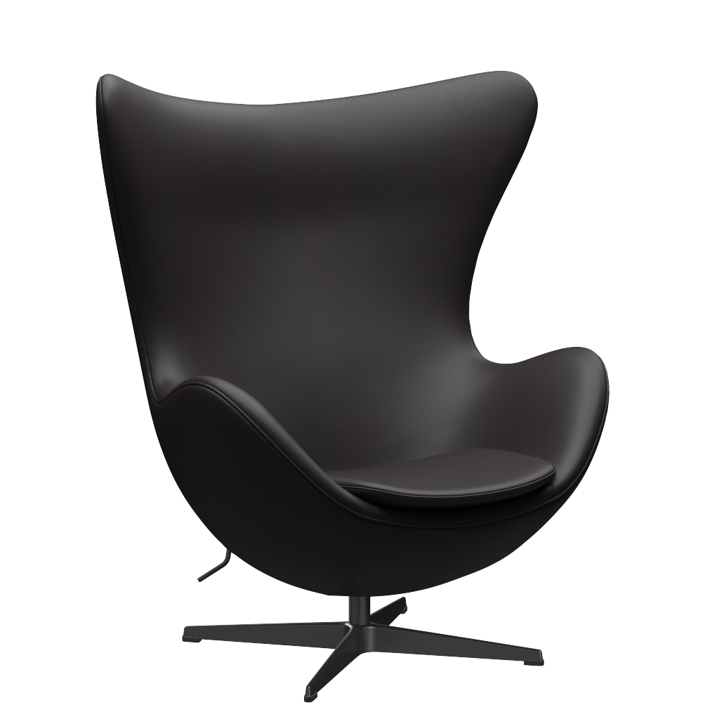 3316 Ægget loungestol, stel i sort af Arne Jacobsen Aura læder - Black Brown - Jacobsen Plus