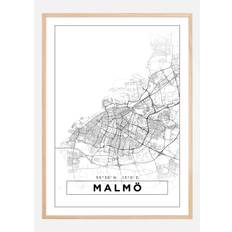 Karta - Malmö - Vit Poster (70x100 cm)