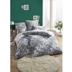 Dubbelsidigt tryckt sänglinneset av polycotton, Grå, Storlek 112 (80/80 cm + 135/200 cm)