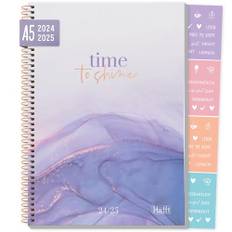 Häfft® College-Timer A5 2024/2025 "Purple Ocean" Schulplaner, Schülerkalender, Hausaufgabenheft Schüler-Tagebuch, Schülerplaner mit Sprüchen und Stickern - nachhaltig & klimafreundlich