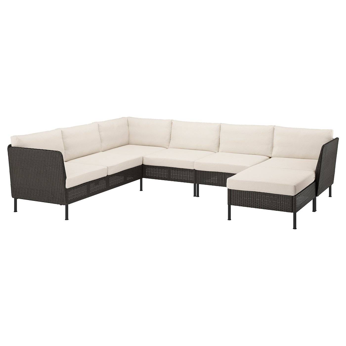 VITTSKÄR 5-sits modulär hörnsoffa, utomhus konstrotting mörkgrå/Frösön/Duvholmen beige