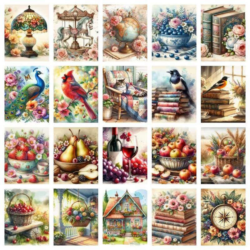 Diamond Painting Frukt Blomma Korsstygn Broderi Kök Landskap Mosaik Rund Borr Bild av Strass Gåva