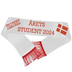 Ordensbånd Hvid med Rød Tryk, 190 cm – Festklar og elegant til studenten 2025