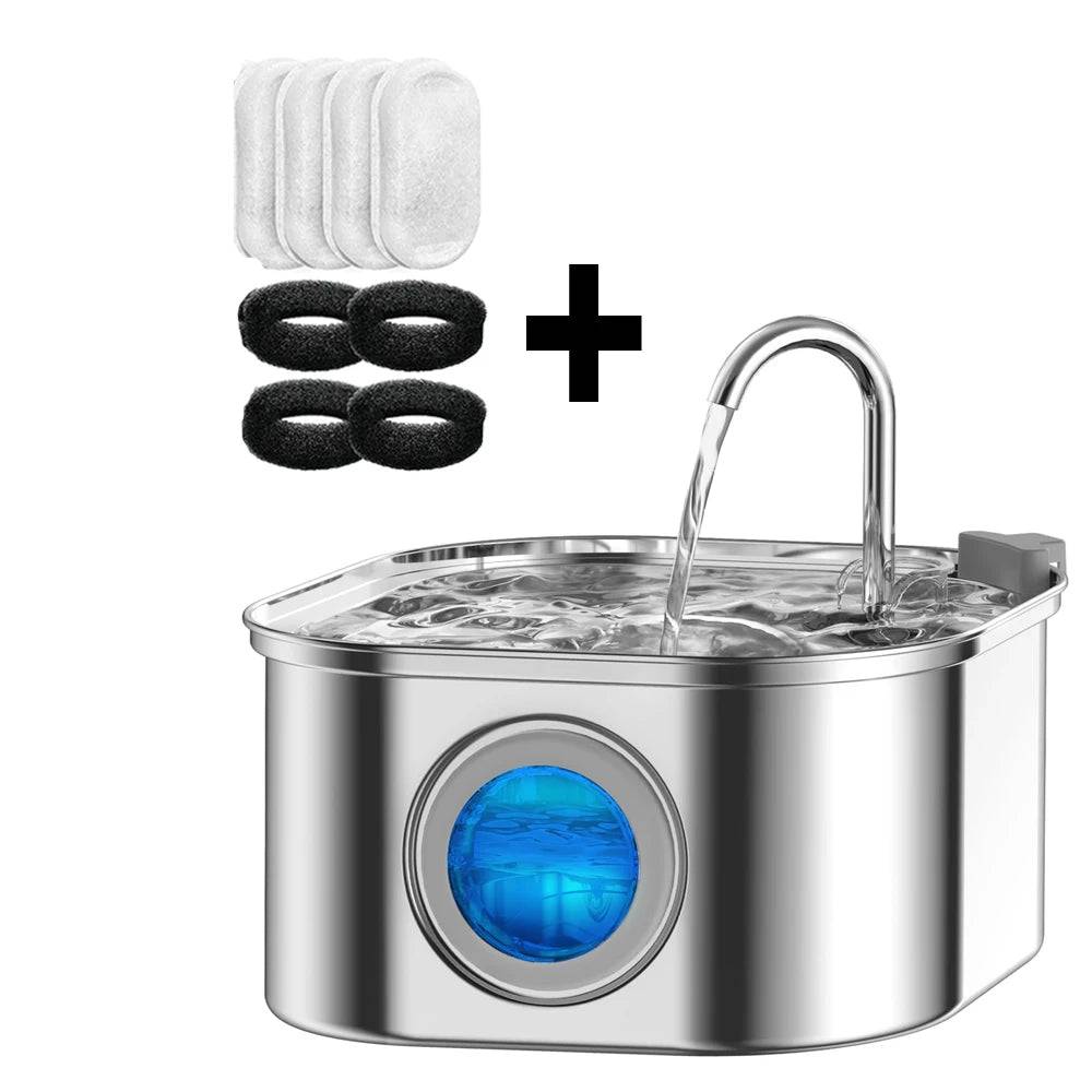 Stainless Steel Smart Pet Water Fountain with Sensor — 3.2L - Combination D