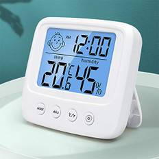 Houdian Digital hygrometer inomhus, termometer termohygrometer med hög noggrannhet, temperatur och luftfuktighetsmätare hydrometer fukt digital med bakgrundsbelysning, klocka och ℃/℉-funktion