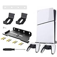 WnlahuWA 1 styck vägghållare för PS5-konsol, väggfäste PS5 smal med hörlurshållare, PS5 väggfäste (Disc/Digital Edition), PS5-hållare vägg slim, svart, svart, normalt