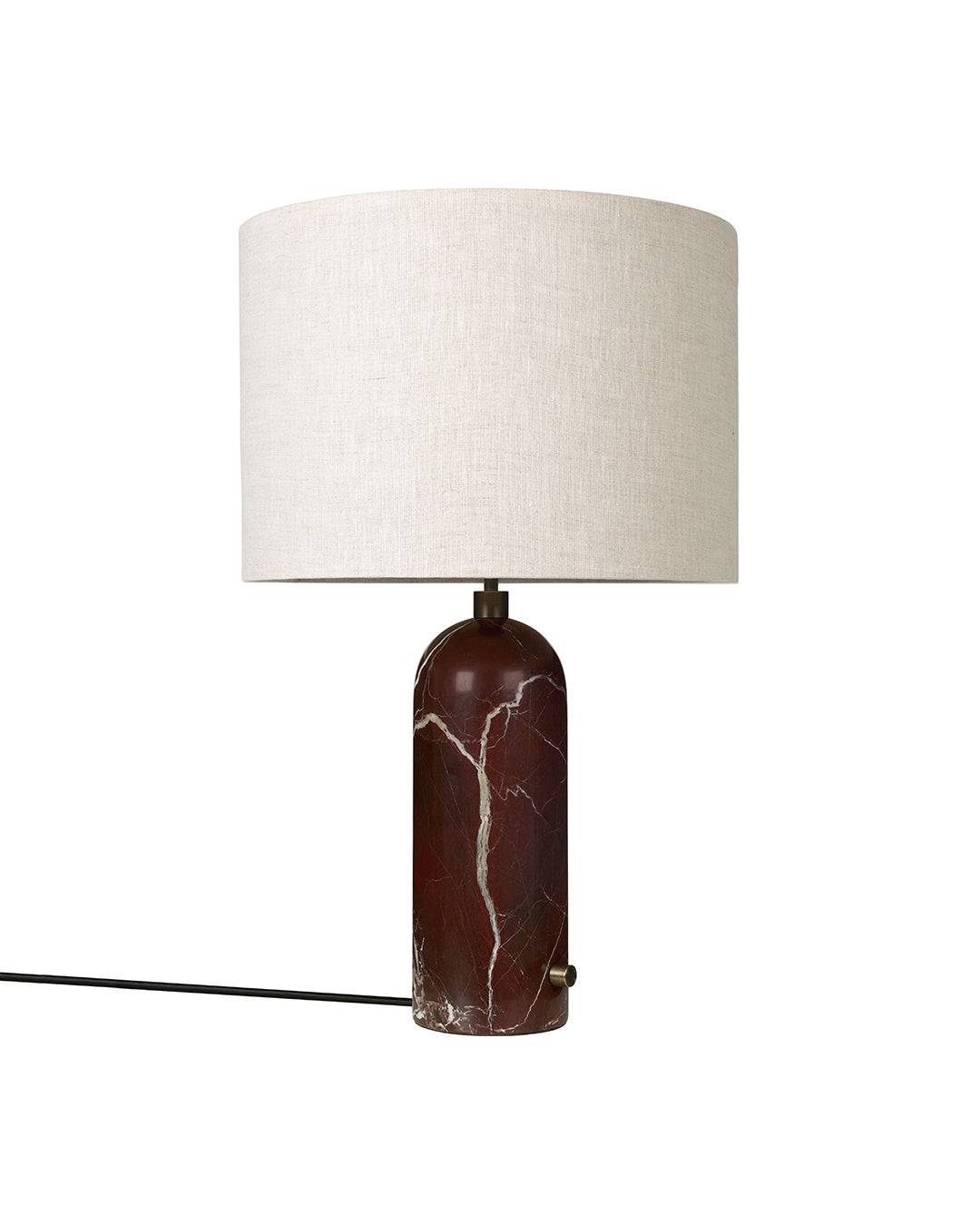 Gravity Large Bordlampe, canvas skærm fra GUBI Maroon marmor - Jacobsen Plus