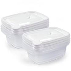 Gucass 6 st. 900 ml frysta burkset, frysbehållare 0,9 l rektangel 19 x 13 x 6,4 cm, plast Meal Prep lådor matburkar med lock, frysburkar set BPA-fri, matlåda mikrovågsugnssäker, vit