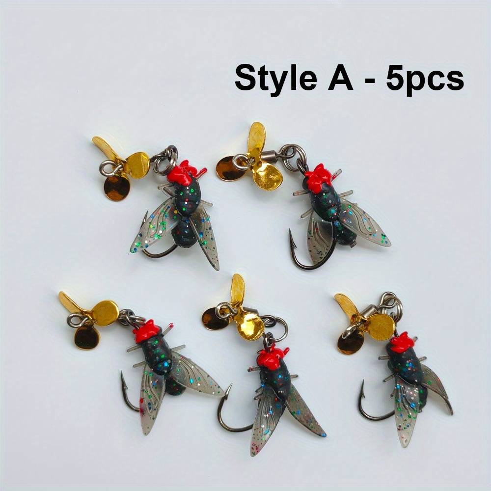 5pcs/10pcs Lure Bait -leaf Spiral With Hook Red-headed Fly Fake Bait Soft Worm - Suitable For Freshwater And Saltwater