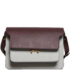 Marni Saffiano Medium Trunk Bag, Burgundy/Grey/Talc