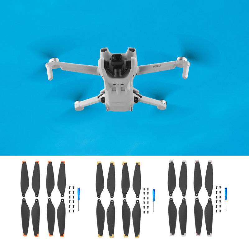 Snabbkopplingslåg-ljuds fällbar propellerblad uppsättning 8 st för DJI Mini 3 RC Drone Quadcopter