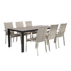 Ceramico Gine Havemøbelsæt m. 6 stole - Grå / Lys Grå