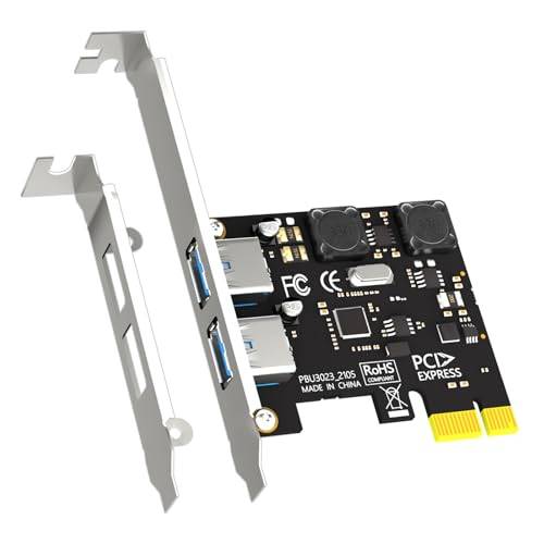 GLOTREND U3023 PCIe USB expansionskort med 2 portar, 2 USB-A-portar (USB 3.2 Gen 1), kompatibelt med Windows och Linux (inte för Mac OS)