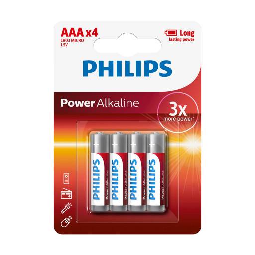 Philips Power Alkaline AAA batterier, 4 st.