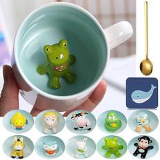 Arawat Frog Mug 3d Djurmuggar Med Grodfigur Inuti 350 Ml Grodmugg Med Sked Grodgåva Söt Kaffe Te Mugg Gåvor Groda Kopp Födelsedagspresent Till Pojkvän Pojkar Kvinnor Män