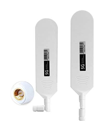 Vecys 4G LTE Antenn SMA Hane Kontakt 12dBi 4G/5G Omni Direktionell med Hög Förstärkning Limsticka Antenn 600-6000Mhz (Vit, 2 PCS)