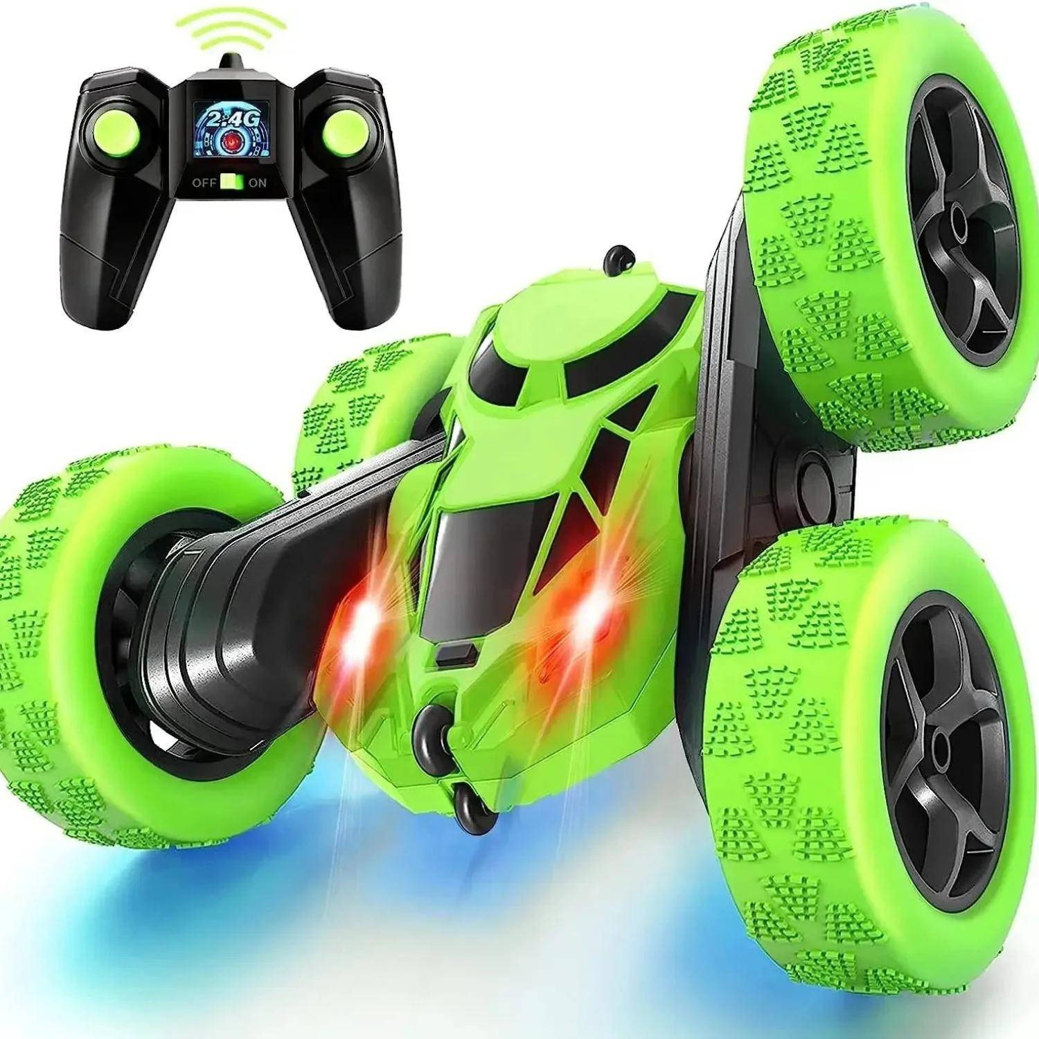 RC Stuntbil Barn Dubbelsidig Vändning 2,4G Fjärrkontroll 360 Graders Rotation Terräng Drifting RC Bil Gåvor För Barn Vuxna Pojkar gul