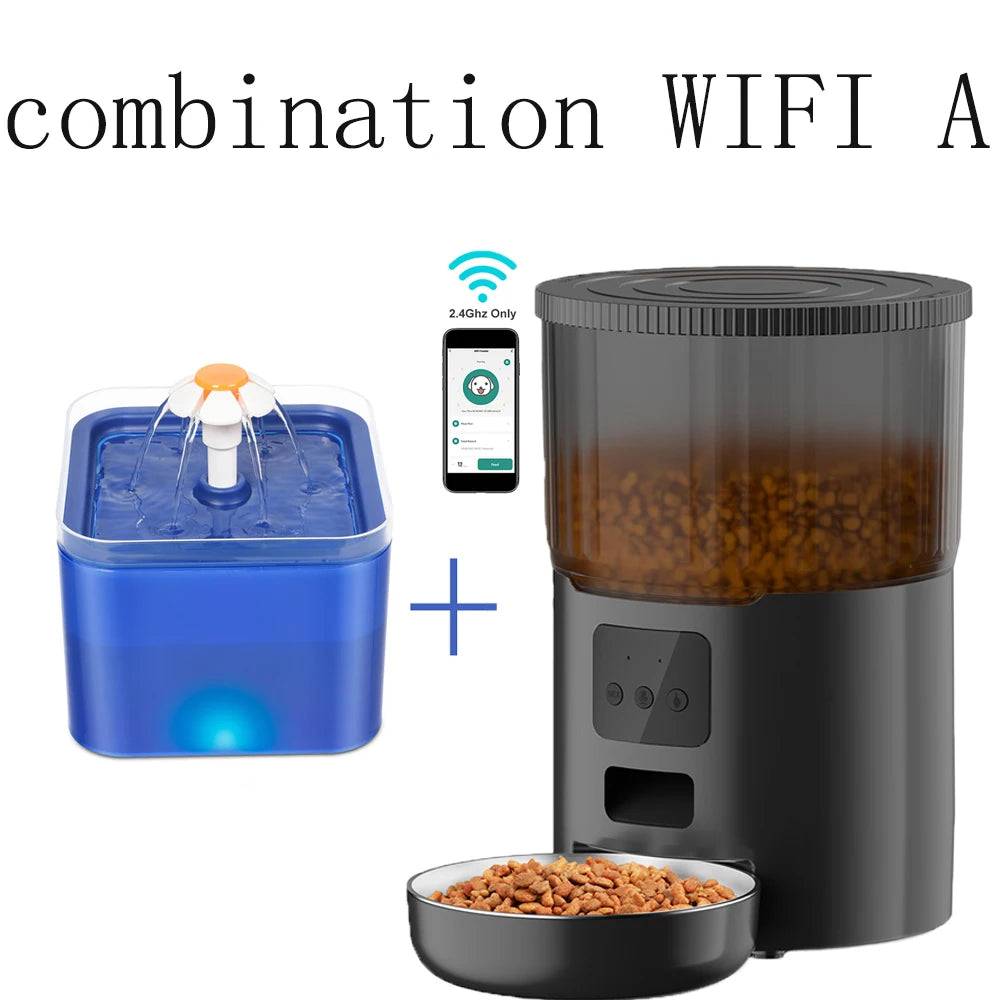 4L Smart Pet Feeder & 2L Fountain Combo with Tuya Wi-Fi - Combination WIFI A