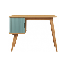TYSVA Skrivebord i bambus og MDF H75 x B105 x D48 cm - Natur/Blågrøn