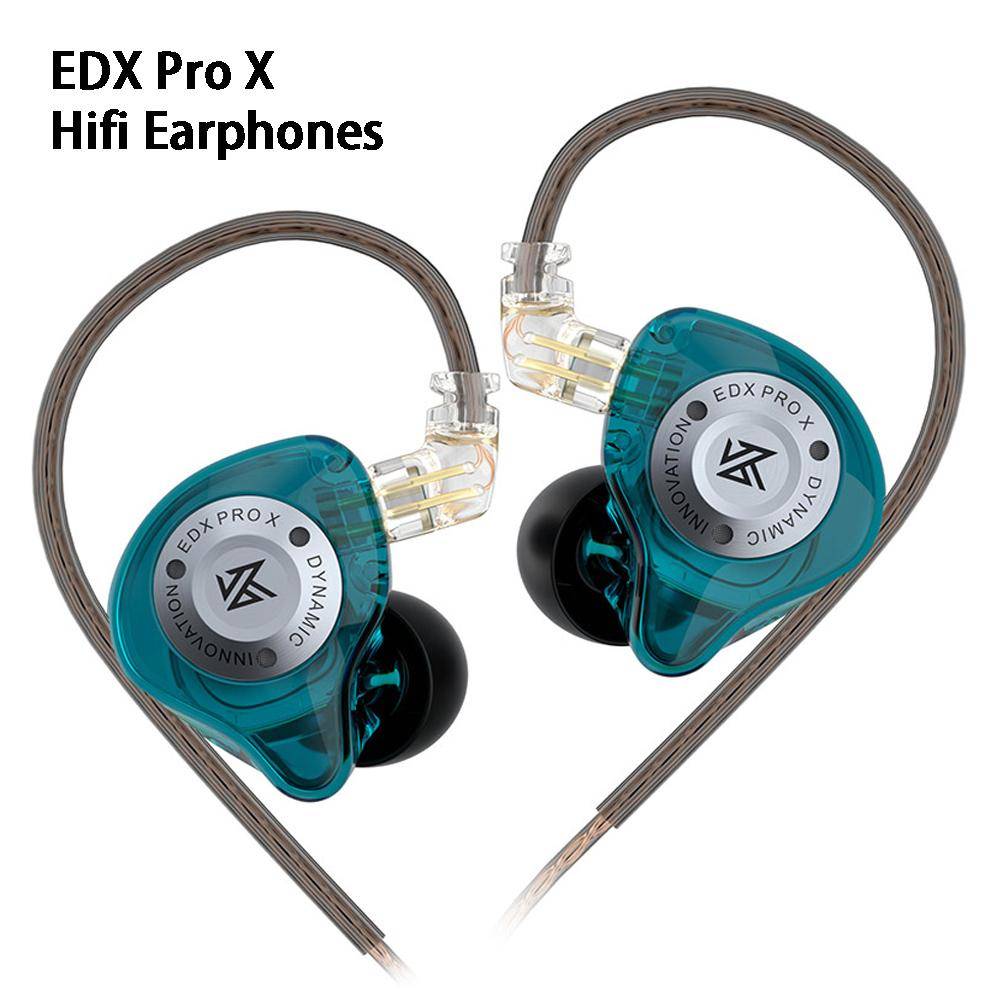 KZ EDX PRO X Hifi-hörlurar Dynamic Drive Deep Bass Sound Earbud Sport Musik Brusreducerande Headset med löstagbar kabel. grön