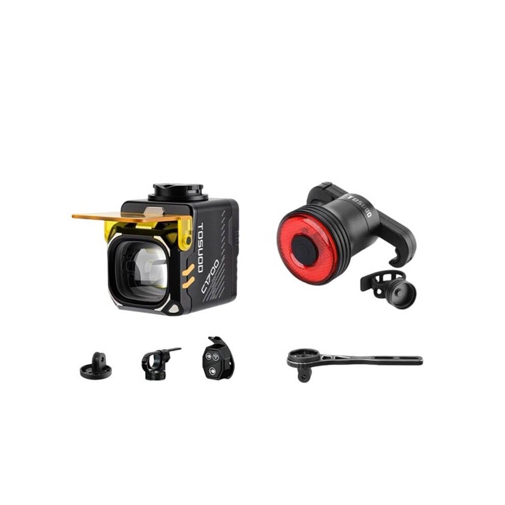TOSUOD C1700 Bicycle Light with Q3 Taillight Integrated Handlebar Bracket Wireless Remote Control MTB Bike Front Lamp for Road