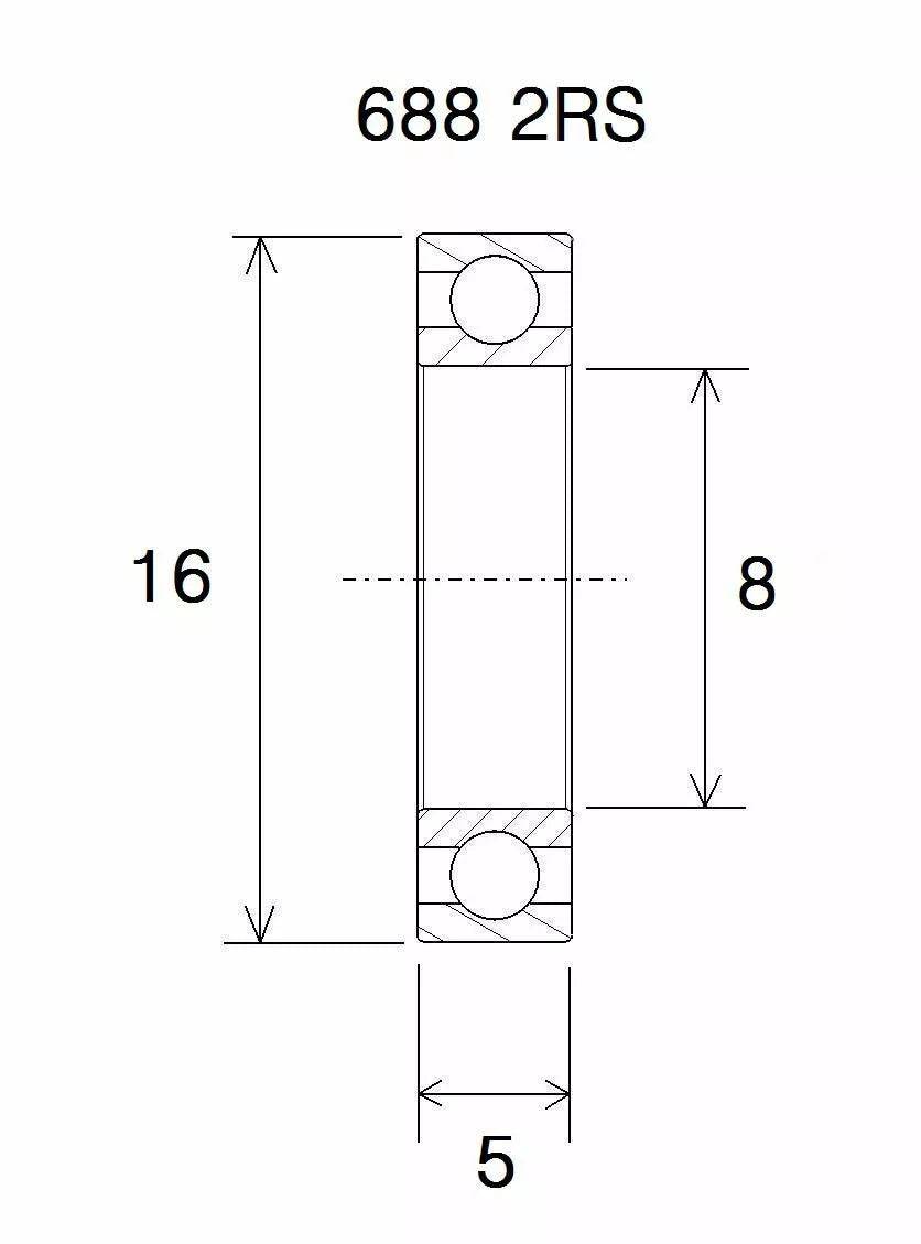 BLACK BEARING BEARING MAX 8X16X5MM UB-688-MAX