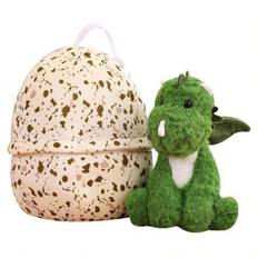 Dinosaurie-gosedjur, små dinosaurie-plyschleksaker med stort dinosaurieägg söt plyschdocka mjuk gosedjurspresent till pojkar flickor baby barn småbarn - Grön (25 cm/9,84 tum)
