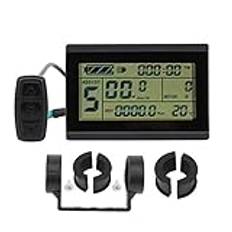 SUPYINI LCD-mätare, horisontell svartvit skärm LCD-mätare för elcyklar med USB-gränssnitt för 24 V – 36 V – 48 V, fjärrkontrollkompatibel, servo-ställdon,