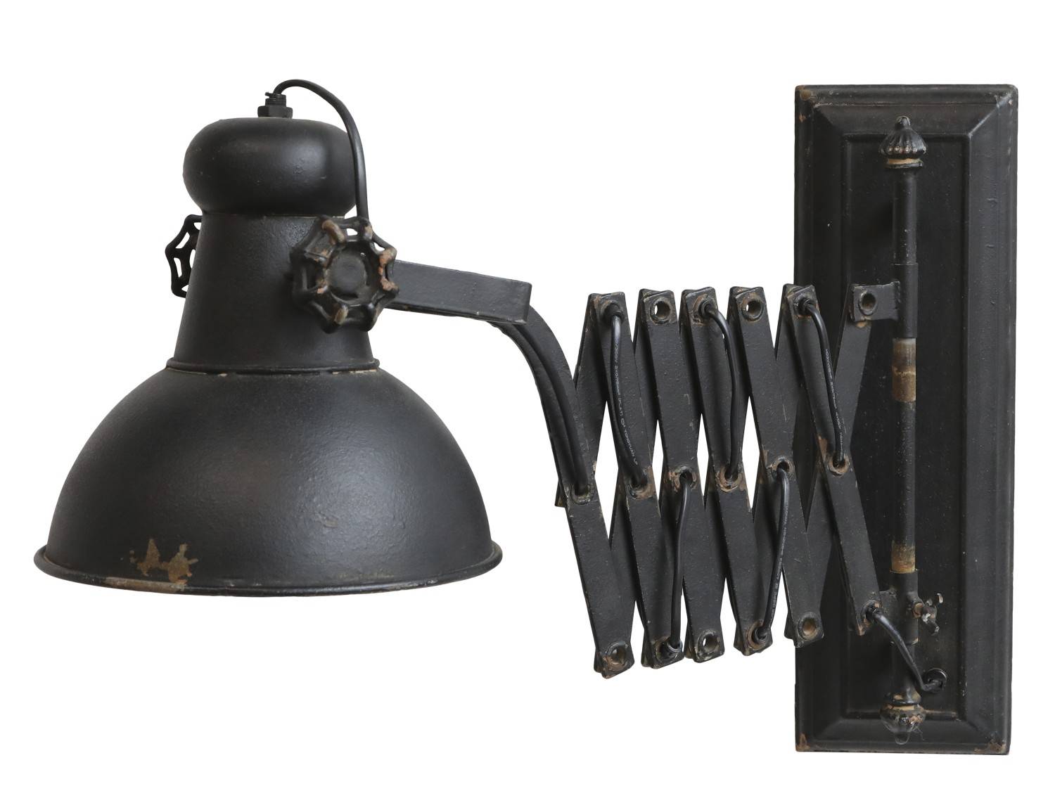 Chic Antique - Factory Lampe til væg L45-105cm. antik sort