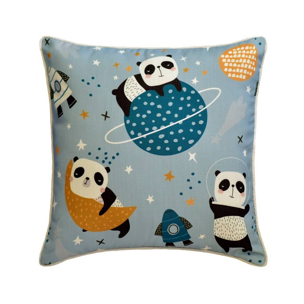 HomeCentric Dekorative Pudebetræk Blå 16"x16" Pakke med 2 Bomuldspudebetræk til Sofa, Abstrakt Panda i Rumdesign