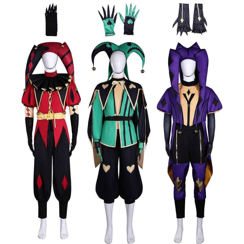 (XS, Harlequin) The Freak Circus Cosplay Costume Pierrot&Harlequin Party Fancy Dress Set For Mens Womens