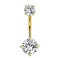 OUER Magstänger 14G 14K massivt guld navelring klar CZ navelring navelring navelpiercing navelsmycken, 14K guld
