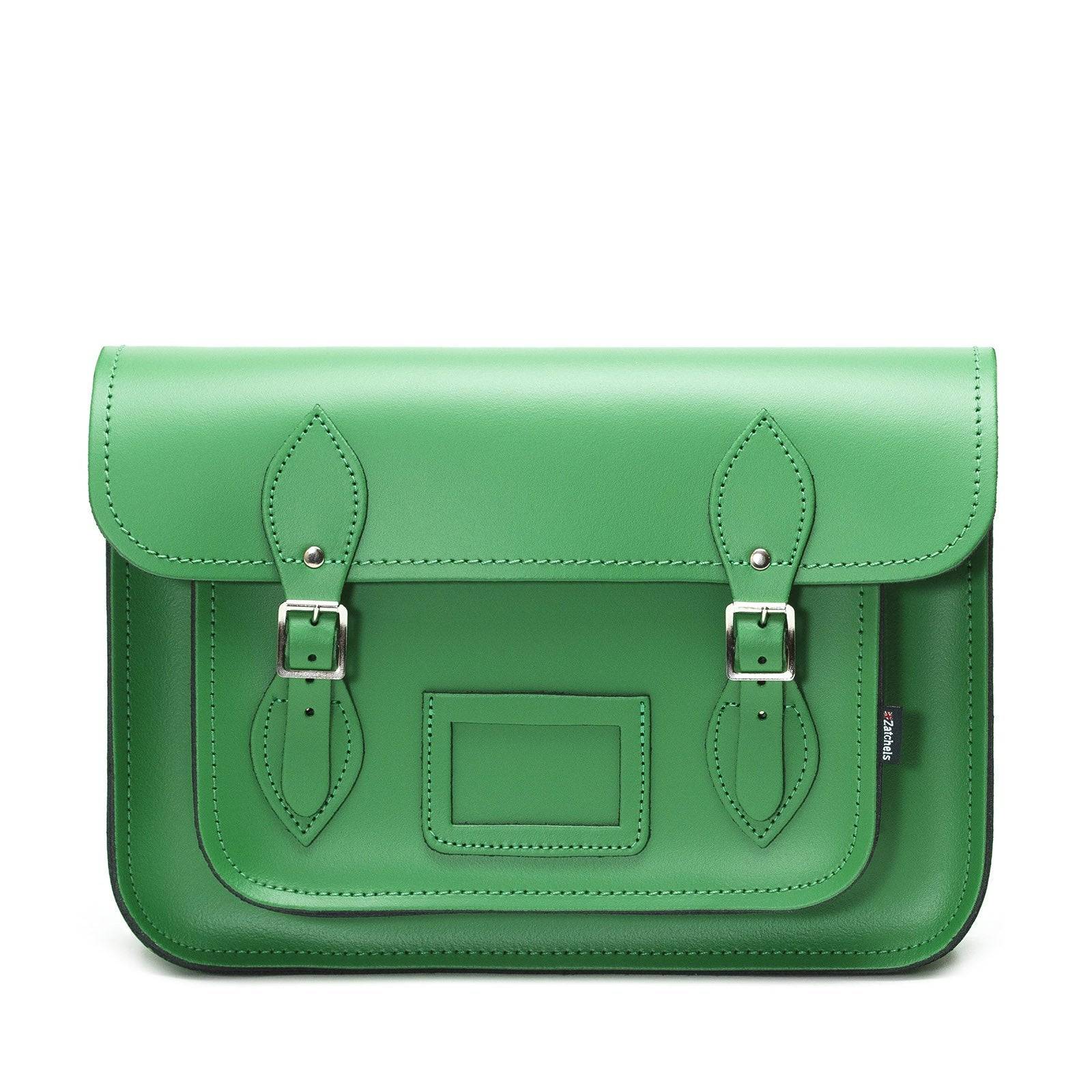 Large Leather Satchel - Green 16'' - In Stock & Ready to Ship