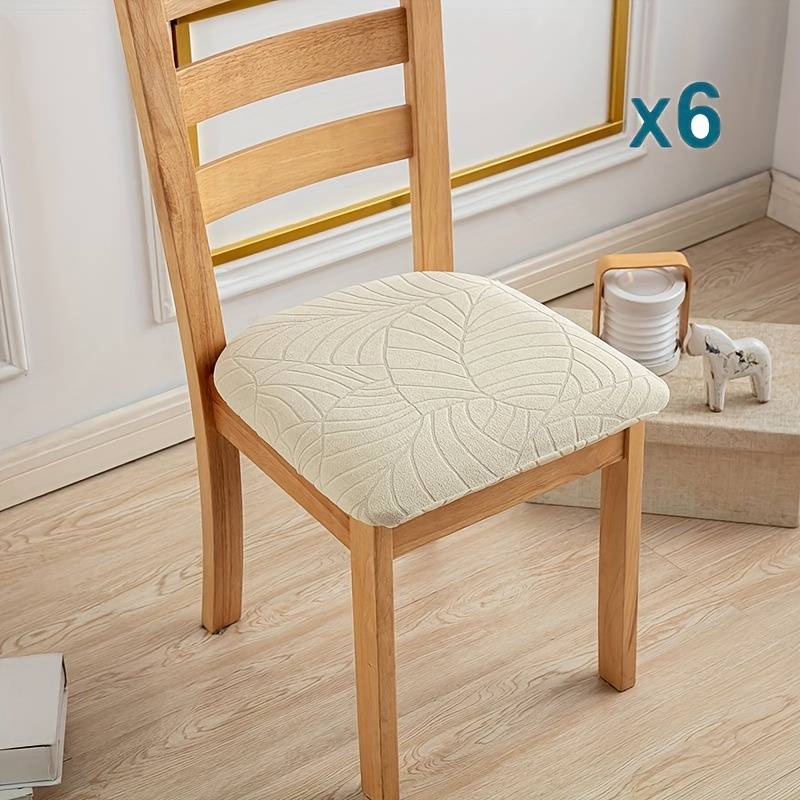 4/6pcs Elastic Jacquard Big Leaf Bandage Chair Seat Cover Chair Cover